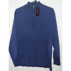 NWT LINEA UOMO Sz M WooL Acrylic Pullover Sweater 1/4 Zip Blue